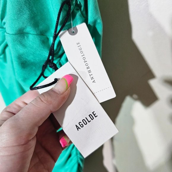 🏷️NWT Agolde Domino One-Shoulder Top In Cactus Green - Small - Picture 10 of 13